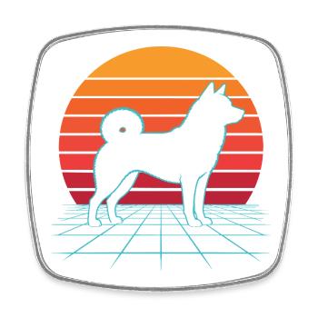 Shiba Inu Retro Kawaii Japanischer Doge - Viereckiger Kühlschrankmagnet - Weiß - Vorne