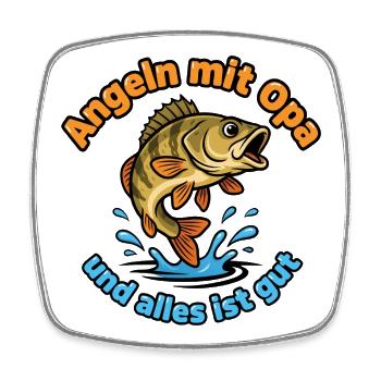 Angeln mit Opa – Alles ist gut - Viereckiger Kühlschrankmagnet - Weiß - Vorne