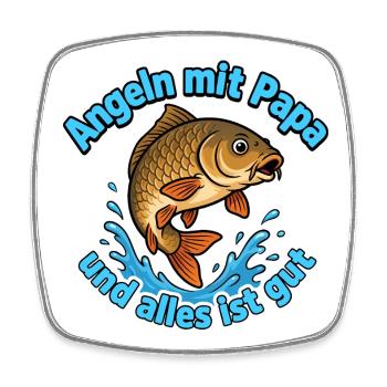 Angeln mit Papa - Viereckiger Kühlschrankmagnet - Weiß - Vorne