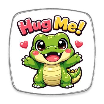 Crocodile Kawaii Mignon - Magnet carré - blanc - Devant