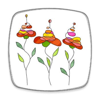 Blumen - Viereckiger Kühlschrankmagnet - Weiß - Vorne