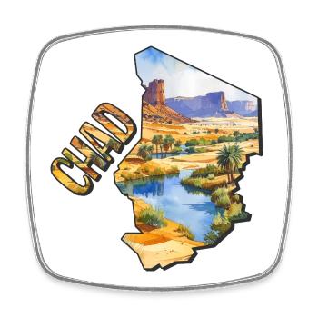 Carte aquarelle du Tchad - Magnet carré - blanc - Devant