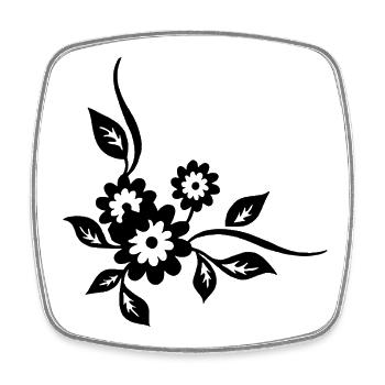 Black flowers - Square fridge magnet - white - Front
