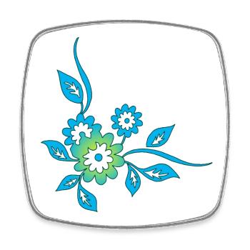 Fleurs bleues - Magnet carré - blanc - Devant