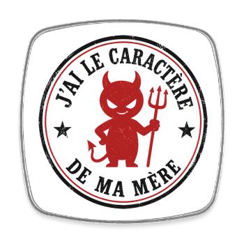 J'ai le caractère de ma mère – Diablotin humoristi - Magnet carré - blanc - Devant