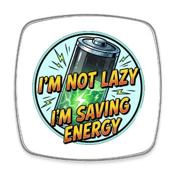 T-shirt Laugh Saving Energy - Magnet carré - blanc - Devant