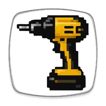 Pixel-Bohrer Retro-Werkzeug-Design - Viereckiger Kühlschrankmagnet - Weiß - Vorne