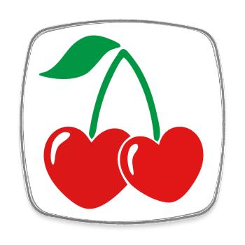 Cherry Pair in Red-Green Style - Square fridge magnet - white - Front