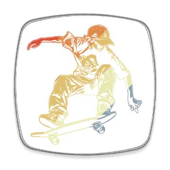Skateboarder Junge Vintage Look - Viereckiger Kühlschrankmagnet - Weiß - Vorne