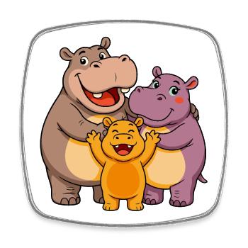 funny hippos - Square fridge magnet - white - Front