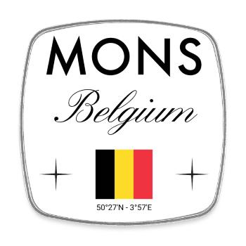 Mons Belgium Coordine le souvenir de voyage - Magnet carré - blanc - Devant