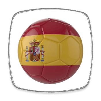 SPANIENS FLAGGE AUF EINEM FUSSBALL - Viereckiger Kühlschrankmagnet - Weiß - Vorne