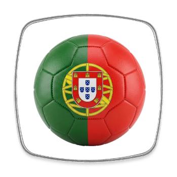 PORTUGALS FLAGGE AUF EINEM FUSSBALL - Viereckiger Kühlschrankmagnet - Weiß - Vorne