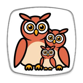 Owl family - Square fridge magnet - white - Front