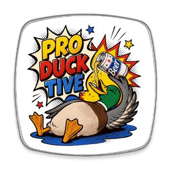  Enten, Bier saufen, Bierliebhaber, Pro-duck-tive - Viereckiger Kühlschrankmagnet - Weiß - Vorne