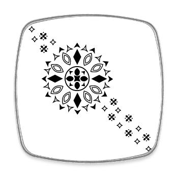 Schwarze Mandala-Blüte - Viereckiger Kühlschrankmagnet - Weiß - Vorne