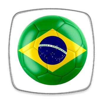 BRAZIL'S FLAG ON A FOOTBALL - Square fridge magnet - white - Front