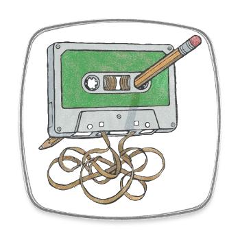Cassettes Chaos Tape Art - Square fridge magnet - white - Front