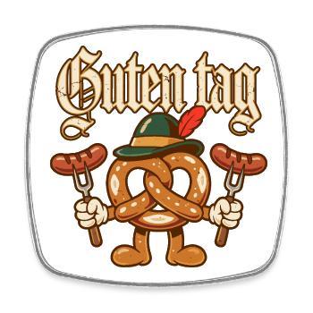 Guten Tag Pretzel-Maskottchen - Viereckiger Kühlschrankmagnet - Weiß - Vorne