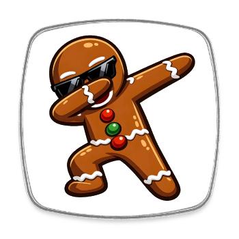 Dabbing Lebkuchenmann - Viereckiger Kühlschrankmagnet - Weiß - Vorne