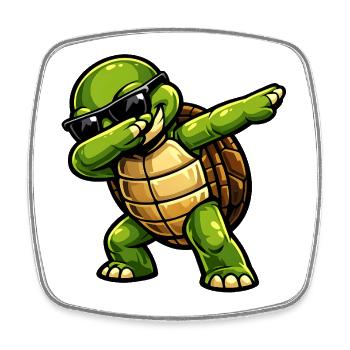Dabbing Schildkröte - Viereckiger Kühlschrankmagnet - Weiß - Vorne