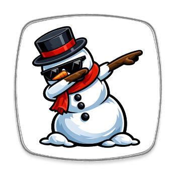 Dabbing Schneemann - Viereckiger Kühlschrankmagnet - Weiß - Vorne