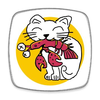 CancerCat - Viereckiger Kühlschrankmagnet - Weiß - Vorne