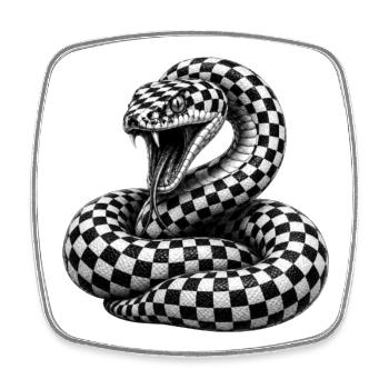 Cobra damier - Magnet carré - blanc - Devant