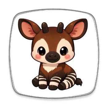 Okapi - Viereckiger Kühlschrankmagnet - Weiß - Vorne
