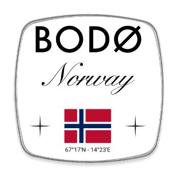 Bodø Norwegen Koordinaten Reise Souvenir - Viereckiger Kühlschrankmagnet - Weiß - Vorne