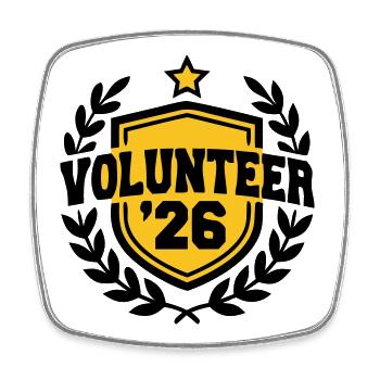 Volunteer 26 Wappen Logo - Viereckiger Kühlschrankmagnet - Weiß - Vorne