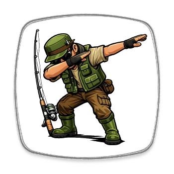 Dabbing Angler - Viereckiger Kühlschrankmagnet - Weiß - Vorne
