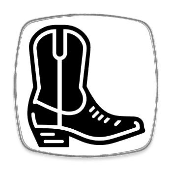 Cowboystiefel - Viereckiger Kühlschrankmagnet - Weiß - Vorne