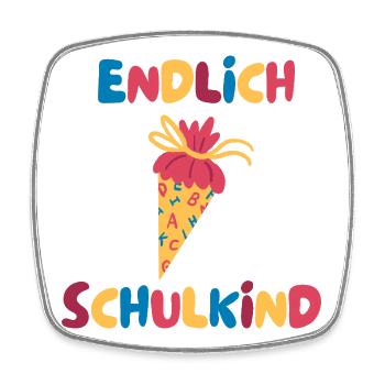 Endlich Schulkind mit Schultüte - Viereckiger Kühlschrankmagnet - Weiß - Vorne