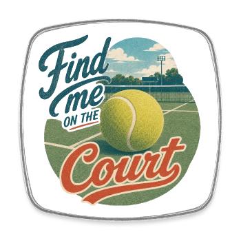 Find Me on the Court Retro Tennis - Viereckiger Kühlschrankmagnet - Weiß - Vorne