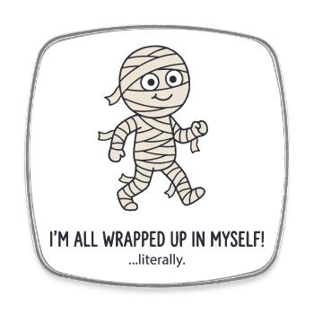 Wrapped Mummy: Ganz eingepackt - Viereckiger Kühlschrankmagnet - Weiß - Vorne