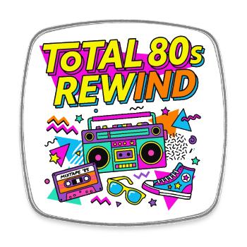 Total 80s Rewind - Viereckiger Kühlschrankmagnet - Weiß - Vorne