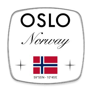Oslo Norwegen Koordinaten Reise Souvenir - Viereckiger Kühlschrankmagnet - Weiß - Vorne