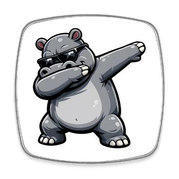 Dabbing Nilpferd - Viereckiger Kühlschrankmagnet - Weiß - Vorne
