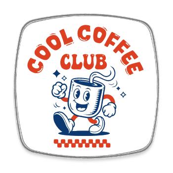 Kaffeeclub | Kaffeeliebhaber-Kollegen-Geschenk - Viereckiger Kühlschrankmagnet - Weiß - Vorne