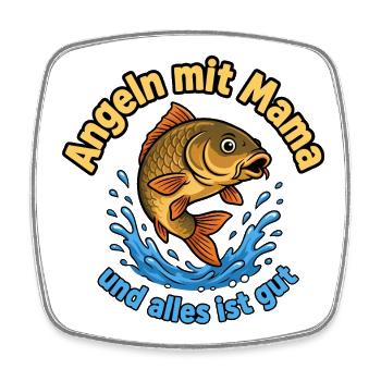 Angeln mit Mama Motiv – Alles ist gut - Viereckiger Kühlschrankmagnet - Weiß - Vorne