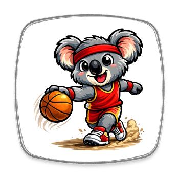 Süßer Koala spielt Basketball - Viereckiger Kühlschrankmagnet - Weiß - Vorne
