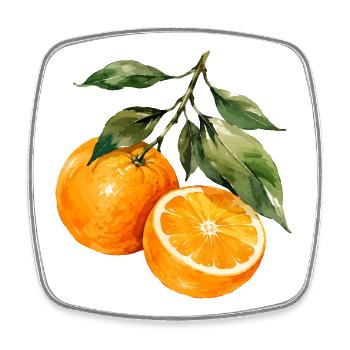 Orangen Aquarell Obstzweig - Viereckiger Kühlschrankmagnet - Weiß - Vorne