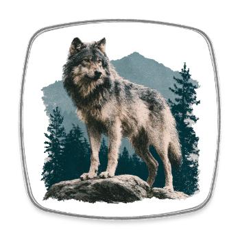 Wolf - Viereckiger Kühlschrankmagnet - Weiß - Vorne
