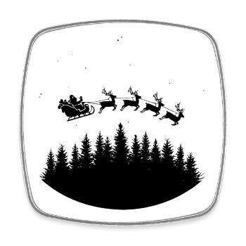 Weihnachtsmann Schlitten Rentiere - Viereckiger Kühlschrankmagnet - Weiß - Vorne