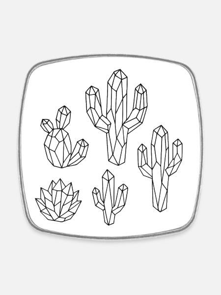 Cacti made of crystals for coloring - Square fridge magnet - white