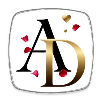 AD Goldmonogramm mit Rosen - Viereckiger Kühlschrankmagnet - Weiß - Vorne