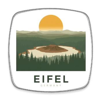 Eifel Volcano | Vintage Nature Poster - Viereckiger Kühlschrankmagnet - Weiß - Vorne