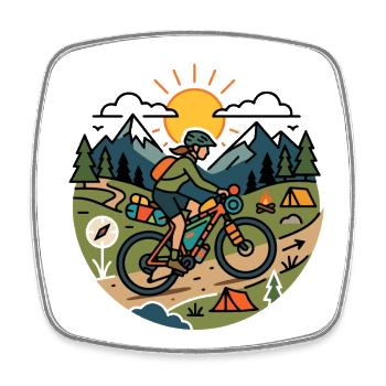 Mountainbikepacking Adventure Badge T-Shirt - Viereckiger Kühlschrankmagnet - Weiß - Vorne