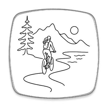 Cyclist woman in mountains - Square fridge magnet - white - Front